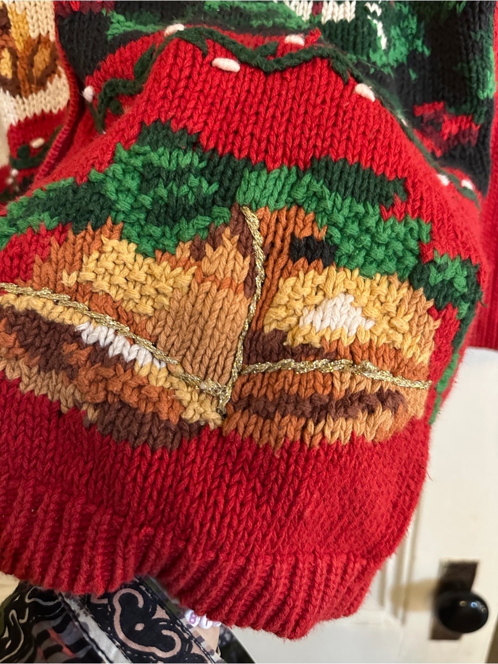 Asics Red Multi Holiday Cardigan Sweater - Picture 8 of 8